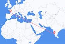 Flyrejser fra Mangalore, Indien til Bordeaux, Frankrig
