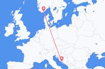 Flights from Kristiansand to Split