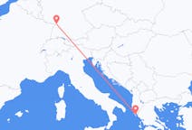 Flyreiser fra Korfu, Hellas til Karlsruhe, Tyskland