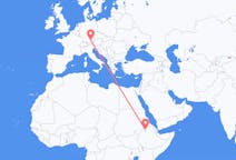 Flyg från Gonder, Etiopien till München, Tyskland