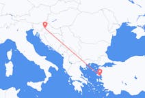 크로아티아 자그레브에서 출발해 그리스 미틸레네에게(으)로 가는 항공편