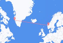 그린란드 마니초크에서 출발해 노르웨이 송달에게(으)로 가는 항공편