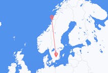 Lennot Sandnessjøenistä, Norjasta Växjölle, Ruotsiin