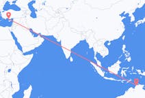 Flyrejser fra Darwin, Australien til Gazipaşa, Tyrkiet