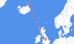 Vluchten van Thorshofn, IJsland naar Birmingham, Engeland