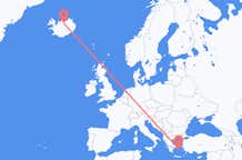 Flyreiser fra Mykonos, Hellas til Akureyri, Island