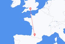 Flyg från Bournemouth, England till Lourdes (kommun i Brasilien, São Paulo, lat -20,94, long -50,24), Frankrike