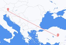 トルコのカイセリから、オーストリアのクラーゲンフルトまでのフライト