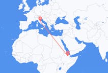 Flyrejser fra Semera, Etiopien til Perugia, Italien