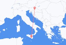 Vluchten van Zagreb, Kroatië naar Comiso, Italië