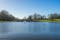 Photo of Verulam lake at Verulamium park in St. Albans at sunny day, England.