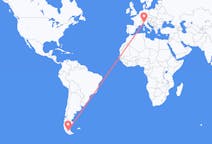 Flyreiser fra Punta Arenas, Chile til Milano, Italia