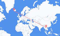 航班从老挝琅勃拉邦市到雷克雅维克市，冰岛塞尔