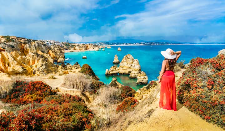 Photo of Landscape with the amazing view of spectacular rock formations, Portimao  ,Portugal