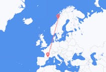 Flights from Mosjøen, Norway to Carcassonne, France