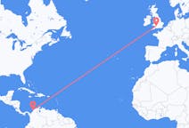 Flyg från Cartagena, Colombia till Bristol, England