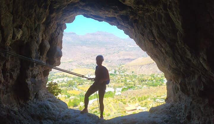 Climbing + Zipline + Via Ferrata + Cave. Adventure route in Gran Canaria