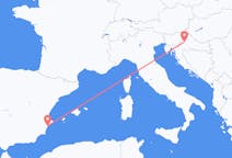 Flyg från Zagreb, Kroatien till Alicante, Spanien