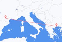 フランスのトゥールーズから、ギリシャのカバラ県までのフライト