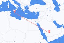 Flyreiser fra Wadi ad-Dawasir, til Malta