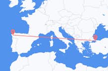 Flyreiser fra Santiago de Compostela, til Istanbul