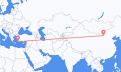 Flyg från Baotou, Kina till Rhodes, England, Grekland