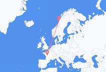 Voos de Sandnessjøen, Noruega para Poitiers, França