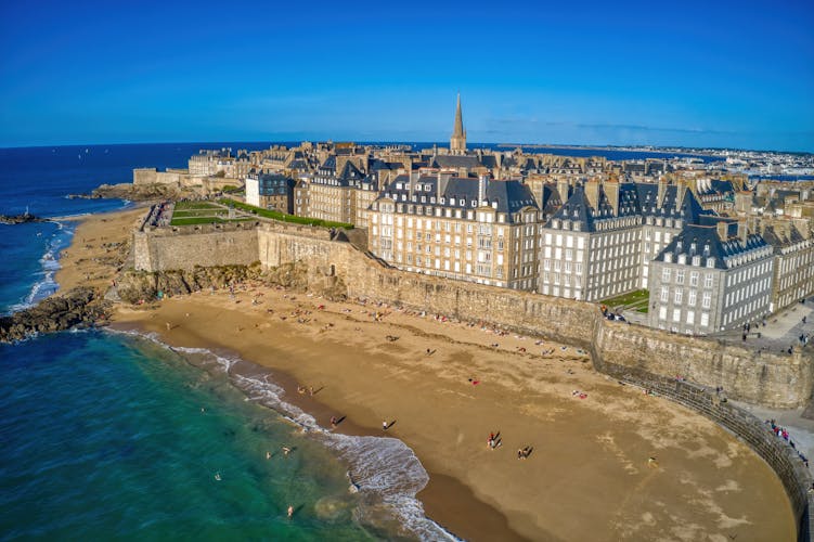 Aerial View of the Vacation City of Saint Malo, France.