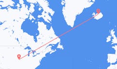 航班从美国曼哈顿市到阿克雷里市，冰岛塞尔