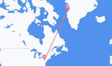 Voli da Harrisburg, Stati Uniti ad Aasiaat, Groenlandia