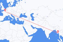 Flyg från Rangoon, Myanmar (Burma) till Paris, Frankrike