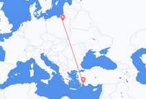 Flights from Szymany, Szczytno County, Poland to Dalaman, Turkey