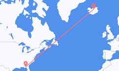 Flights from the city of Tallahassee, the United States to the city of Akureyri, Iceland