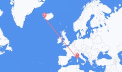 Loty z Figari, Francja do Reykjaviku, Islandia