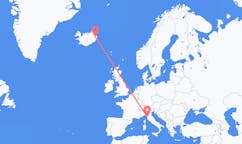Vluchten van de stad Pisa, Italië naar de stad Egilssta?ir, IJsland