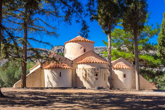photo of view  The Church of Panagia Kera, a Cretan Byzantine church located in Kritsa, region of Lasithi, island of Crete, Greece.