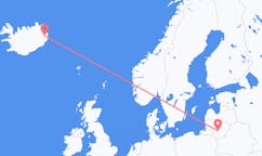 航班从立陶宛考那斯市到埃伊尔斯塔济市，冰岛塞尔