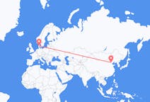 Flyg från Peking, Kina till Karup, Mittjylland, Danmark