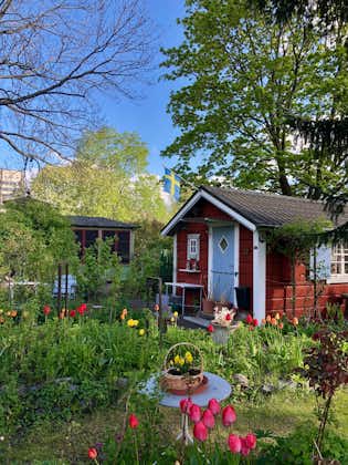 photo of cabin at Tantolunden on Stockholm Sweden. Springtime.