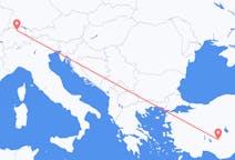 瑞士从苏黎世出发飞往瑞士目的地 科尼亞的航班