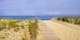 photo of dunes sea access on bright summer day view header panoramic at Plage de l'océan in Cap-Ferret Ocean in France.