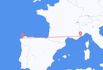 Flüge von Ein Coruna, Spanien nach Nizza, Frankreich