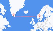 Vols de Narsaq, le Groenland pour Oslo, Norvège