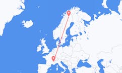 Flights from Grenoble, France to Kiruna, Sweden