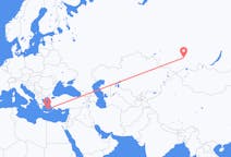 Flights from Abakan, Russia to Santorini, Greece