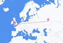 Flyg från Ufa, Ryssland till Cardiff, Wales
