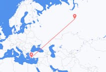 Flights from Kogalym, Russia to Dalaman, Turkey