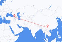 Flyg från Kunming, Kina till Kars, Turkiet