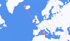 航班从突尼斯恩菲达市到雷克雅维克市，冰岛塞尔