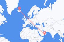 Flyreiser fra Salalah, Oman til Akureyri, Island